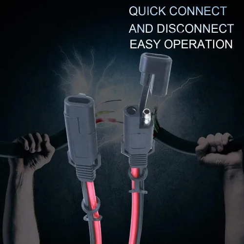 Vista 8 de AEISVIK Cables de Carga de Batería SAE TO SAE 12V-24V Cable de Extensión de Desconexión Rápida de 2 Pines Con Tapa Antipolvo Cable de Conexión DC
