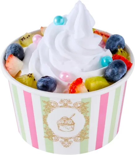Vista 114 de Restaurantware Coppetta - Vasos de postre de 3 onzas, 50 tazas desechables para helado, tapas se venden por separado, cuencos de papel a cuadros