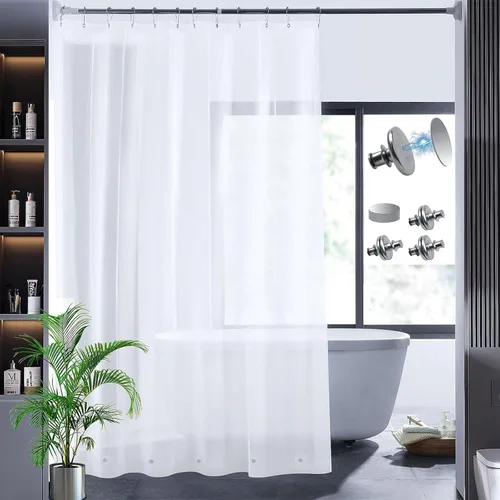 Vista 11 de Cortina de ducha corta transparente de 60 pulgadas de largo, forro de cortina de ducha corta de plástico EVA 7G, 60 pulgadas de largo para baño