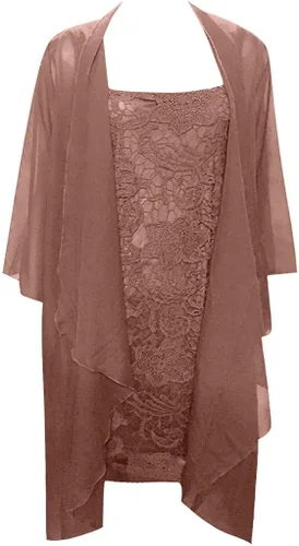 Vista 2 de iZZZHH Vestidos de madre de novia de talla grande para fiesta de boda, trajes de 2 piezas con bordado de encaje, cárdigan de gasa con tirantes