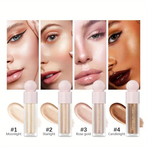 Vista 2 de GECOMO Liquid Contour Beauty Wand iluminador facial bronceador en barra de maquillaje, acabado húmedo, textura suave y sedosa hidratante, 0.25 onzas