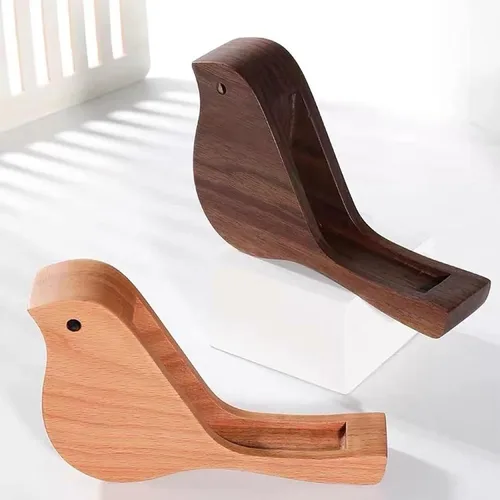 Vista 3 de Gaolinci Titular de madera de la tarjeta de visita para el escritorio, almacenamiento de tarjetas de la forma del pájaro