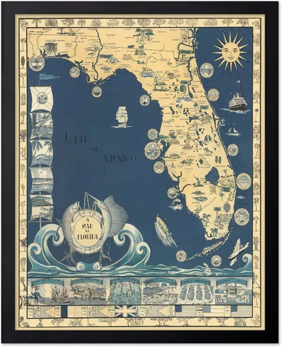 Vista 73 de Poster Master Póster retro de viaje con mapa monumental vintage de Florencia, arte italiano, gran regalo para hombres, mujeres, amantes