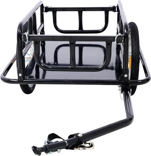 Vista 9 de LuckyNote Remolque de carga plegable para bicicleta con enganche universal para bicicleta, remolque de vagón de bicicleta con ruedas y reflectores