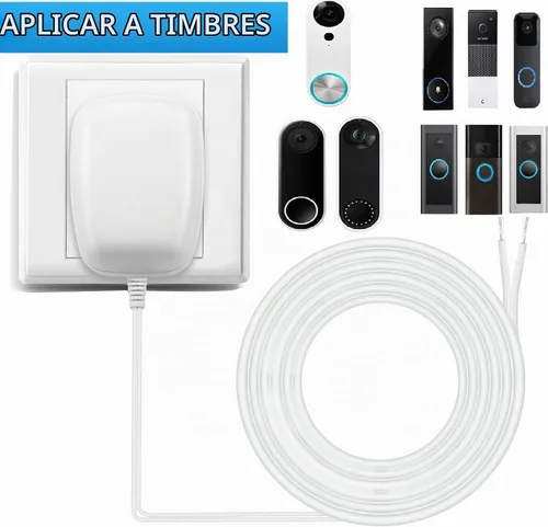 Vista 3 de Adaptador/Transformador de corriente de 24 voltios, adaptador de cable C, termostato, compatible con todas las versiones de timbre y termostato