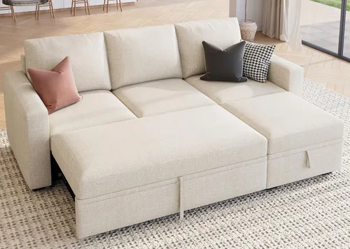 Vista 17 de HONBAY Sofá Seccional Cama con Cama Extraíble, Sofá en Forma de U con Almacenamiento, Sofás Seccionales Modulares para Sala de Estar, Gris Oscuro
