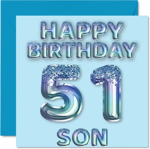 Vista 171 de Stuff4 Tarjeta de primer cumpleaños para niños, globo de fiesta con purpurina azul, tarjetas de feliz cumpleaños para niño de 1 año, nieto, hijo, 57