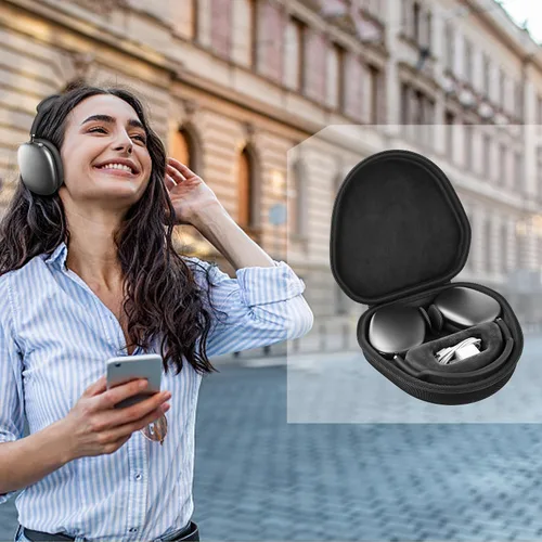 Vista 9 de co2CREA Funda rígida con modo de sueño, reemplazo para auriculares Apple AirPods Max inalámbricos de diadema (Funda negra)