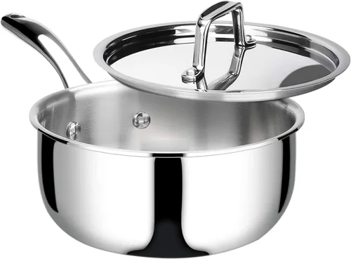 Vista 10 de Duxtop Cacerola Whole-Clad Tri-Capa de Acero Inoxidable con Tapa, 1.6 Cuartos, Utensilios de Cocina para Inducción