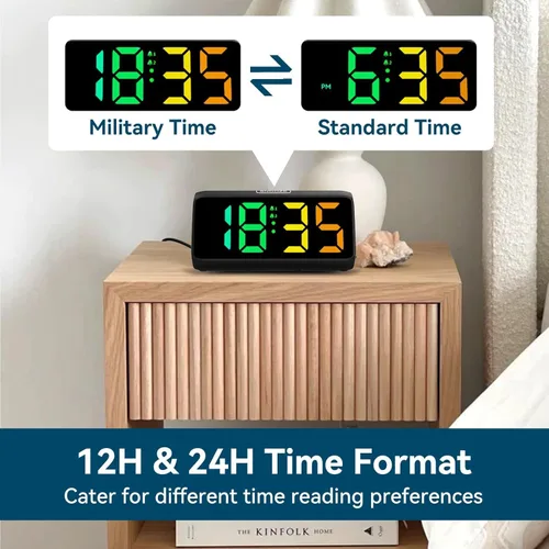 Vista 7 de Reloj despertador Netzu extra fuerte para personas que duermen pesadas, relojes despertador RGB para dormitorios para adultos mayores y niños, reloj