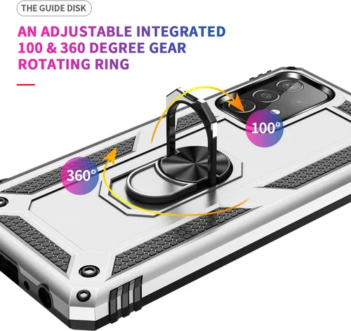 Vista 7 de Compatible con Samsung Galaxy A52 5G, A52S 5G, A52 4G, con protector de pantalla HD, anillo de metal giratorio de 360 grados, absorción de golpes