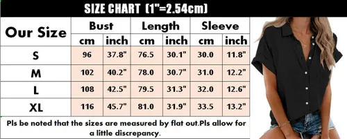 Vista 5 de Beautife - Camisas de manga corta para mujer, con cuello en V, botones y bolsillos