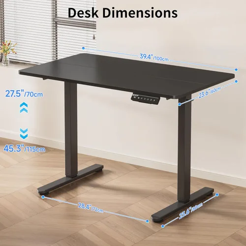 Vista 3 de BIZUM - Escritorio de pie eléctrico de 40x24 pulgadas con ajuste de altura y configuraciones de memoria, escritorio ergonómico para sentarse o estar