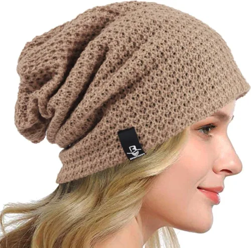 Vista 14 de Gorro holgado para mujer, boina de punto, gorra de calavera holgada para invierno y verano, B08w Azul/Amarillo/Púrpura