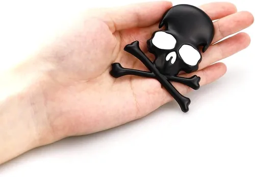 Vista 2 de Emblema de calavera de esqueleto 3D para el lado del coche, parte trasera, capó delantero, puerta del maletero, parachoques trasero, caja de cola