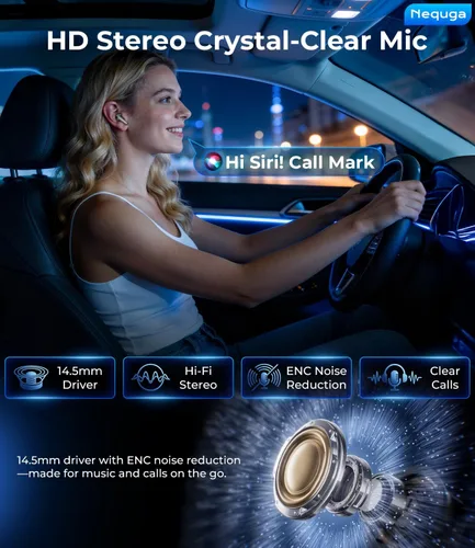Vista 3 de Auriculares inalámbricos Bluetooth, auriculares de reproducción de 50 horas con micrófono, funda de carga con pantalla digital LED, IPX7
