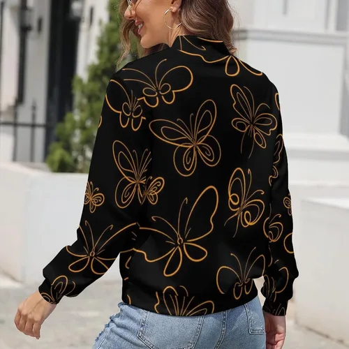 Vista 3 de Chaqueta bomber de manga larga para mujer con bolsillo para esquí, senderismo, picnic