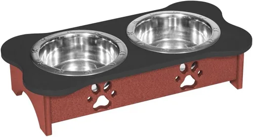 Vista 198 de Poly Lumber - Comedero doble de hueso mediano de 2 cuartos de galón, color negro