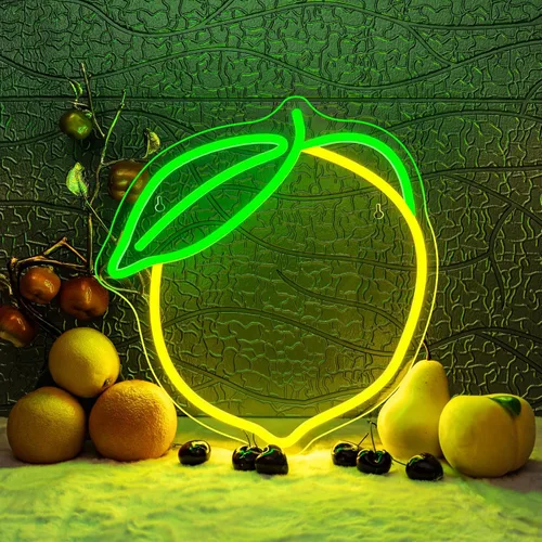 Vista 16 de Juego de 2 letreros de neón de plátano y limón (1 luz de plátano + 1 luz de limón) Luces de neón de frutas para decoración de pared, habitación
