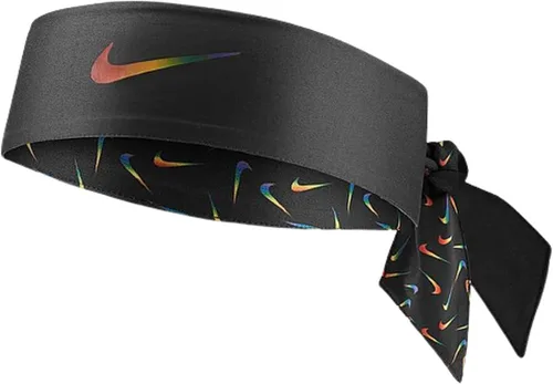 Vista 2 de Nike Dri-Fit Head Tie 2.0 - Corbata reversible impresa, talla única, negropimentonaranja Blaze