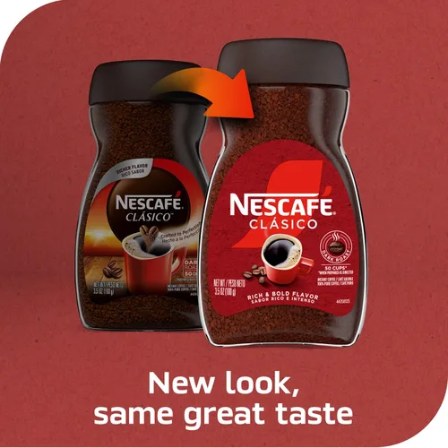 Vista 2 de NESCAFÉ CLÁSICO Café instantáneo, tostado oscuro, 1 tarro (7 onzas)