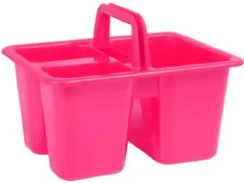 Vista 3 de Kids Arts & Crafts - Pequeños cubos de plástico con asas, 3 compartimentos, colores surtidos, juego de 4