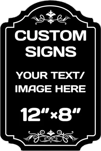 Vista 17 de Letreros metálicos personalizados de aluminio resistentes a la intemperie, texto e imagen personalizados, varios tamaños, peligro, jardín, puerta