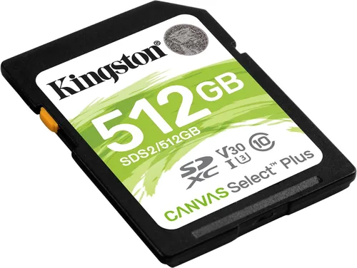 Vista 2 de Kingston Tarjeta SDXC Canvas Select Plus de 512 GB Hasta 100MB/s Clase 10 UHS-I U1 V30 SDS2/512GB