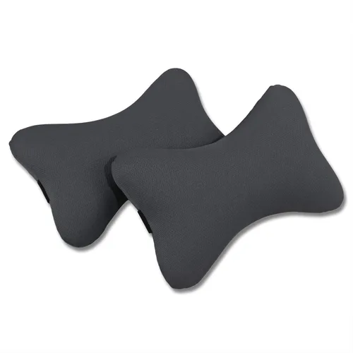 Vista 2 de Tianmei 2 piezas de espuma viscoelástica de color liso para reposacabezas de automóvil, asiento de vehículo, almohadilla de alivio de almohada Gris