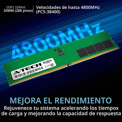 Vista 2 de A-Tech 8GB DDR5 4800MHz PC5-38400 CL40 UDIMM 1.1V sin ECC sin búfer DIMM 288-Pin PC de escritorio PC/computadora RAM módulo de actualización