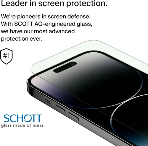 Vista 3 de Belkin ScreenForce UltraGlass Protector de pantalla con filtro de luz azul para iPhone 14 Pro, resistente a los arañazos, protección contra impactos