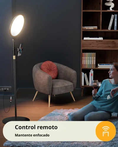 Vista 5 de Anillo de luz de 10.5" con soporte y soporte para teléfono - Trípode de 69 Negro