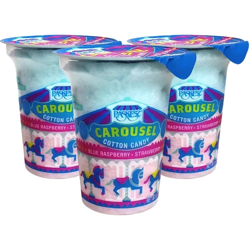 Vista 5 de Snacktery Algodón de azúcar rosa y azul: experimenta la dulzura de la feria con algodón de azúcar a granel con sabor a fresa y frambuesa azul, caja