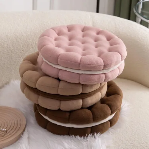 Vista 5 de Cojín de felpa para galletas, color beige, almohada gruesa y redonda para suelo, para patio, balcón, silla
