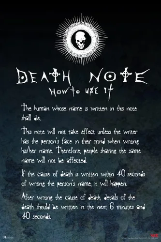 Vista 3 de Póster de Death Note Póster de Anime Merch Deathnote Posters Serie Manga Cool Wall Art Poster 16x24