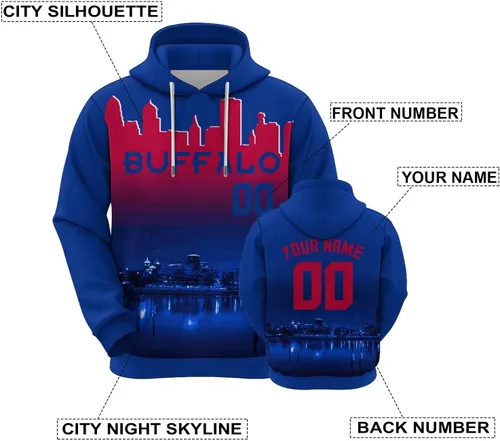Vista 67 de Custom Football Hoodies City Night Skyline Personalized Sweatshirt Name Number Fan Gift Pullover for Men Women Youth