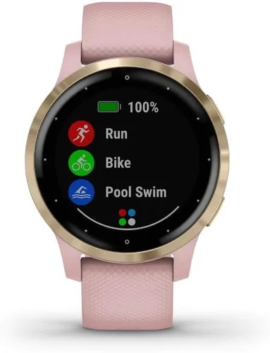 Vista 5 de Garmin 010-02172-31 Vivoactive 4S Smartwatch, paquete de polvo rosadorado con auriculares deportivos inalámbricos magnéticos Deco Gear, rojo