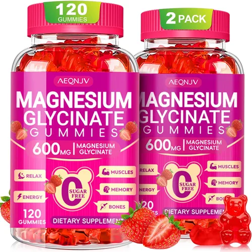 Vista 16 de Gomitas de glicinato de magnesio de 600 mg de alta absorción, glicinato de magnesio para mujeres y hombres con vitamina D, B6 y CoQ10 para adultos