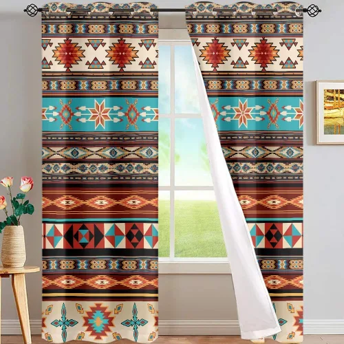 Vista 22 de ZFRXIGN Cortinas opacas para ventana de caballo azteca occidental, 63 pulgadas de largo, para cuarto de bebé, sala de estar, dormitorio, 2 paneles