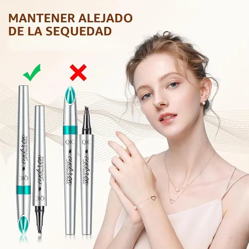 Vista 4 de QIC Lápiz de cejas de 4 puntas, bolígrafo microblading impermeable de larga duración con aplicador de punta de microhorquilla mejorado para cejas