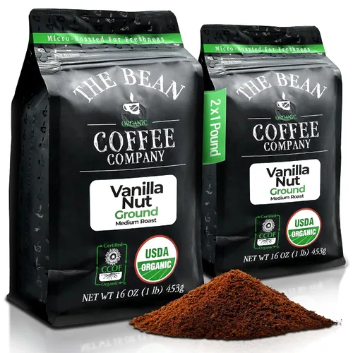 Vista 23 de The Bean Organic Coffee Company Mezcla africana, tostado medio, café molido, bolsa de 16 onzas, Café molido tostado orgánico
