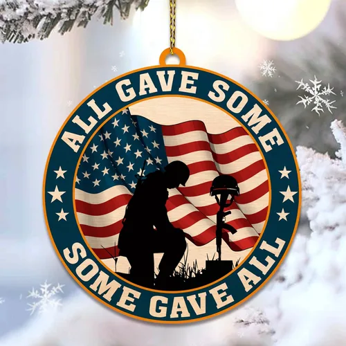 Vista 2 de Hyturtle Adorno navideño de veterano para árbol de Navidad 2D, regalos para soldado veterano, fuerzas armadas, miembros militares del ejército