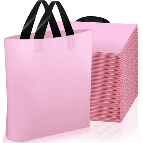 Vista 7 de Geyee - 100 bolsas de regalo de plástico rosa de 8 x 7 pulgadas, bolsas