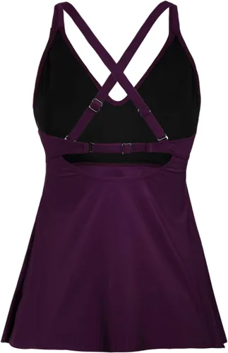 Vista 6 de Hilor Tankini para mujer, con cuello en V, con control de barriga, traje de baño con vuelo