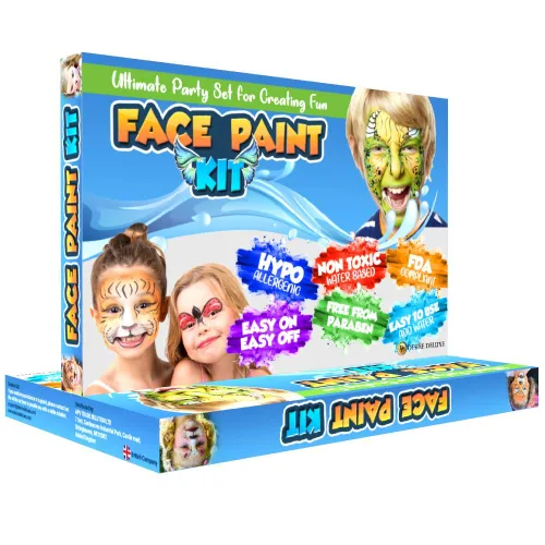 Vista 6 de Desire Deluxe Kit de pintura facial – Paleta de pintura facial a base de agua de 16 colores, fácil de aplicar y quitar, juego de pintura
