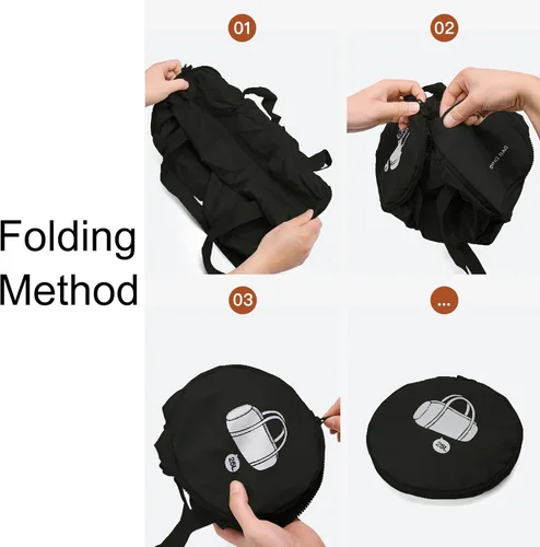 Vista 7 de Pequeña bolsa de gimnasio, bolsa deportiva impermeable para mujeres, mini bolsa de lona portátil para hombres, bolsa de entrenamiento plegable