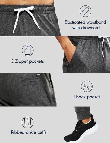 Vista 2 de MIER Men's Cotton Joggers Athletic Sweatpants for Gym Workout Active Lounge Jersey Track Pants with Pockets, Elastic Waist