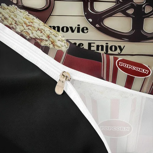 Vista 6 de Homewish Theater Cinema Poster Duvet Cover Set Twin Size,Retro Movie Bedding Sets 2Pcs for Kids Girls Boys Teens Room Decor,Popcorn Comforter Cover