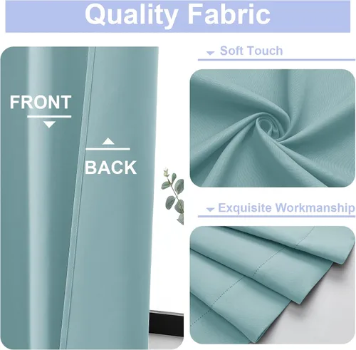 Vista 3 de Simplebrand Ava Aqua - Cortinas cortas opacas de 24 pulgadas, juego de 2 paneles, con bolsillo para cortinero, cortinas de privacidad para ventanas