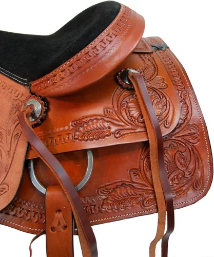 Vista 6 de Sillín Western Trail Caballo Placer Cómodo Paseo Herramientas Rodeo Cowboy Sillines 15 16 17 18 FQHB